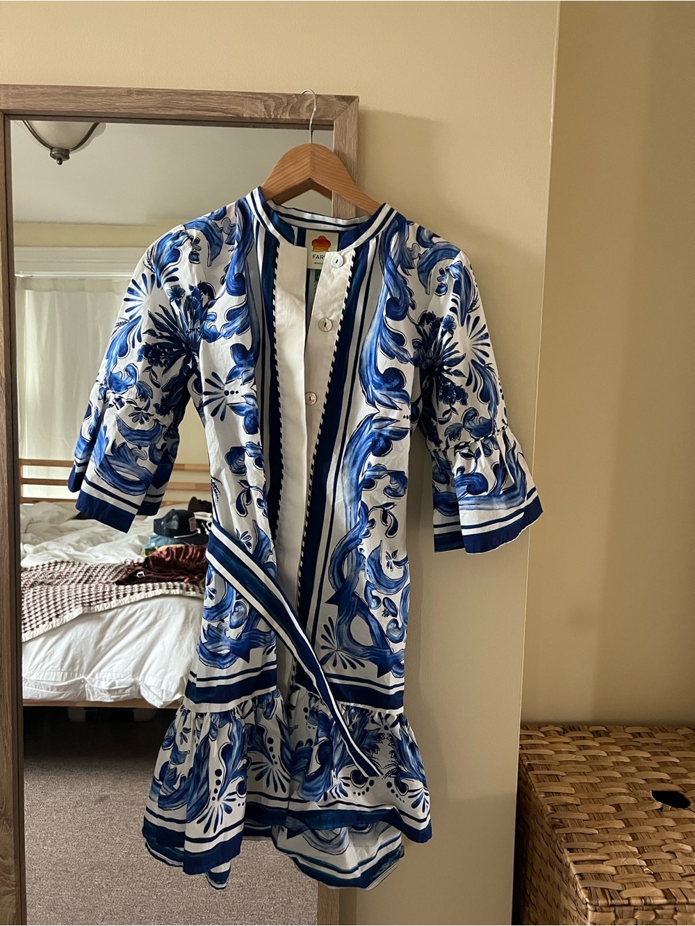 FARM Rio Garden Tiles Bell Sleeve Mini Dress - Picture 5 of 8
